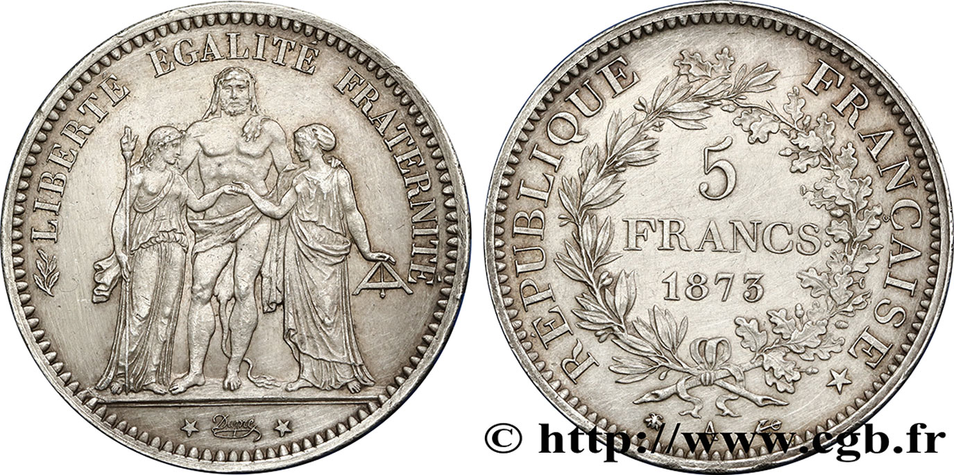 5 francs Hercule 1873 Paris F.334/9 EBC 