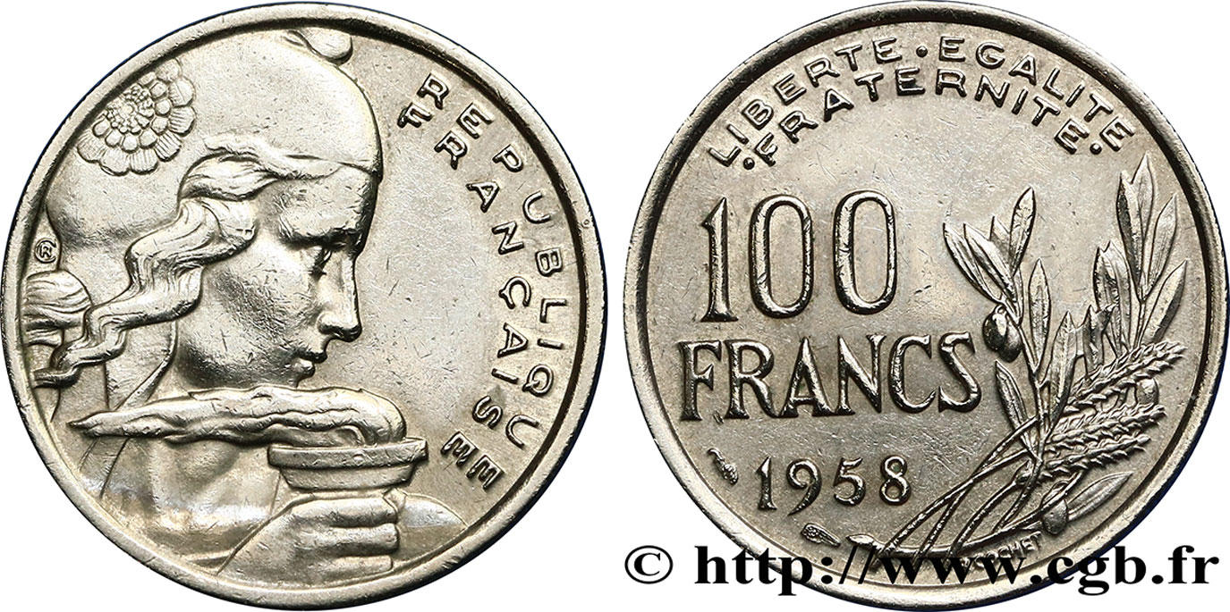 100 francs Cochet 1958  F.450/12 XF40 