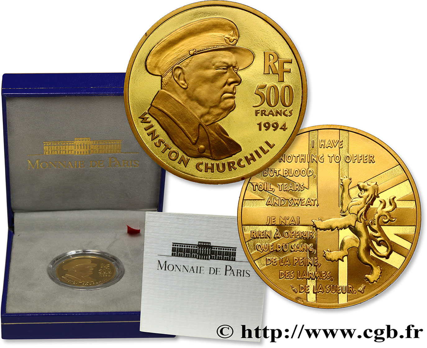 Belle Épreuve Or 500 francs - Churchill 1994 Paris F.1824 1 MS 