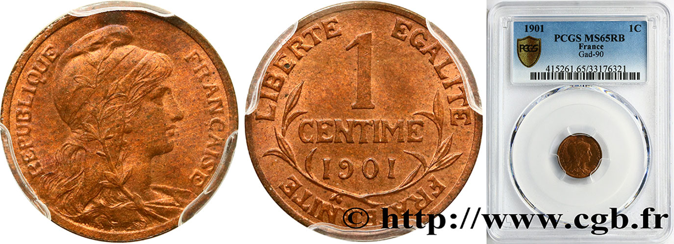 1 centime Daniel-Dupuis 1901 Paris F.105/6 MS65 PCGS