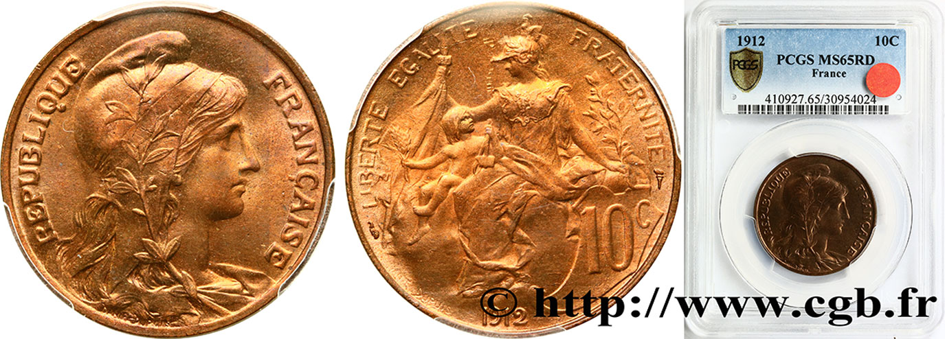 10 centimes Daniel-Dupuis 1912  F.136/21 ST65 PCGS
