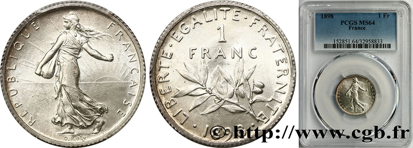 1 franc Semeuse 1898 Paris F.217/1 fST64 PCGS