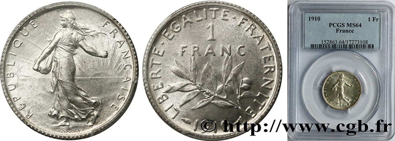 1 franc Semeuse 1910 Paris F.217/15 SC64 PCGS