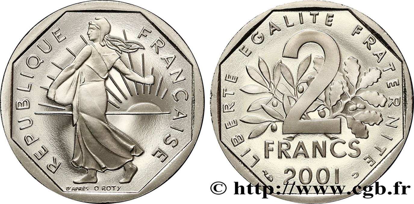 2 francs Semeuse, nickel, BE (Belle Épreuve) 2001 Pessac F.272/29 var. FDC 