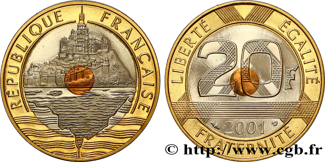 20 francs Mont Saint-Michel, BE (Belle Épreuve) 2001 Pessac F.403/17 var. FDC 