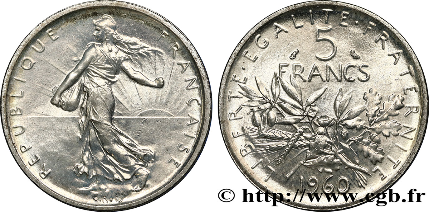 5 francs Semeuse, argent 1960 Paris F.340/4 FDC65 