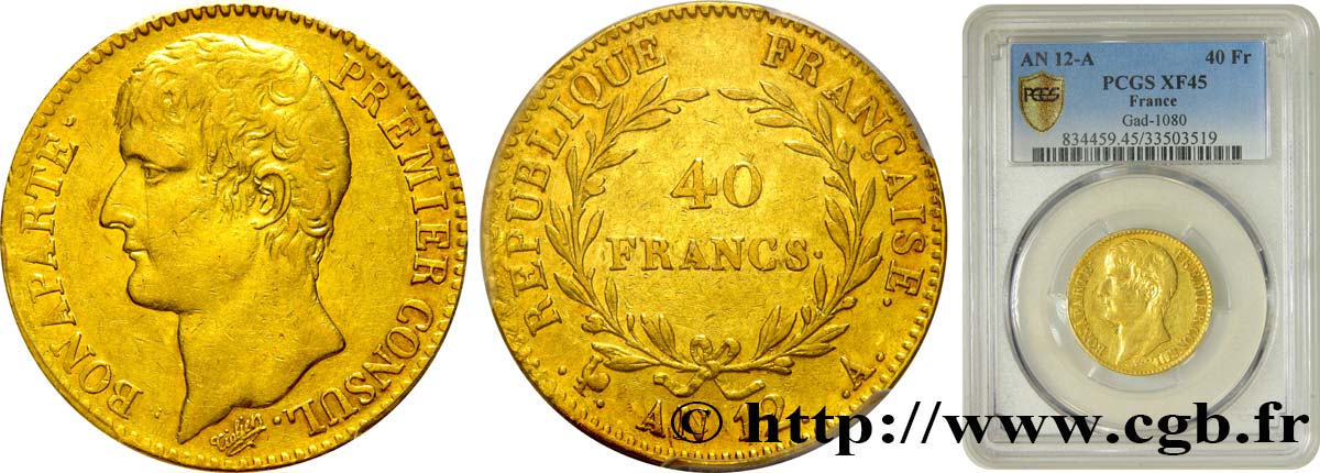 40 francs or Bonaparte Premier Consul 1804 Paris F.536/6 MBC45 PCGS
