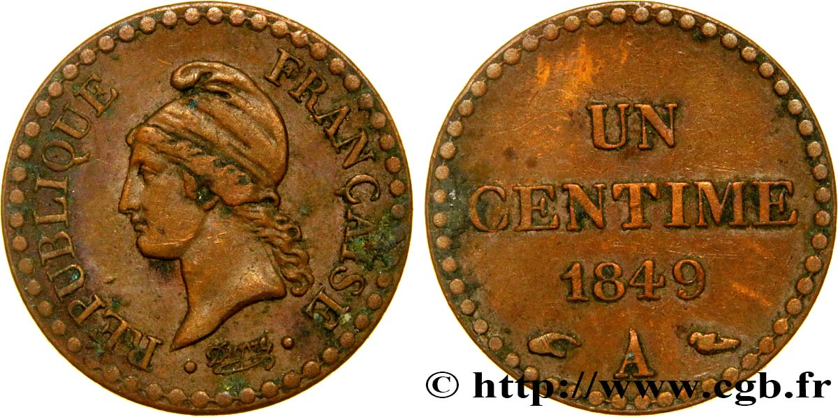 Un centime Dupré, IIe République 1849 Paris F.101/2 TTB45 
