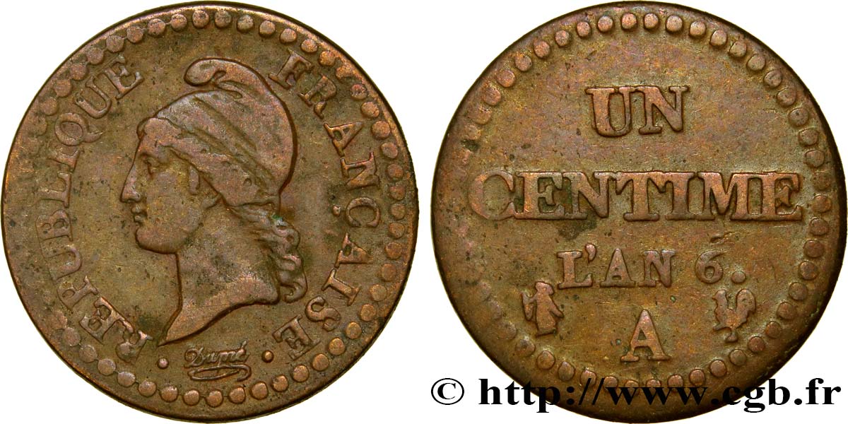 Un centime Dupré, 6 normal 1798 Paris F.100/3 TTB45 