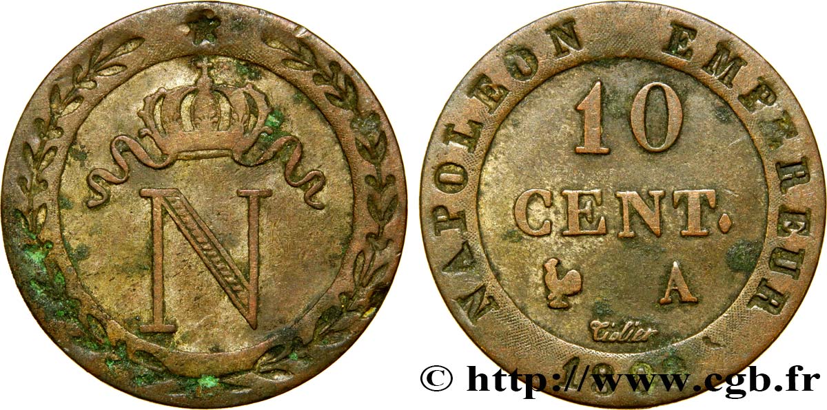 10 cent. à l N couronnée 1809 Paris F.130/10 TB35 