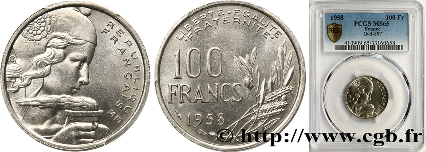 100 francs Cochet 1958  F.450/12 ST65 PCGS