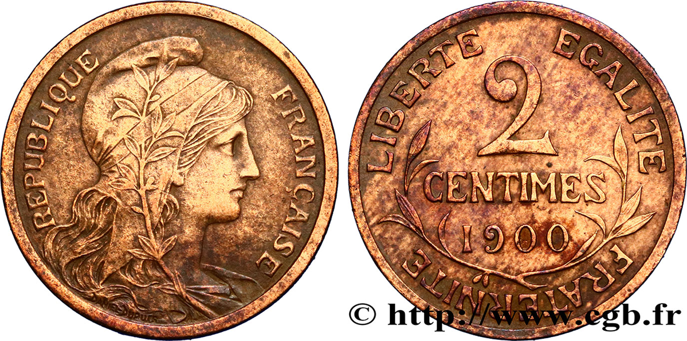 2 centimes Daniel-Dupuis 1900 Paris F.110/4 AU50 