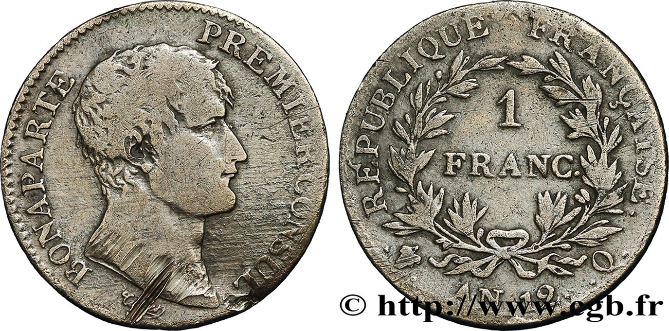 1 franc Bonaparte Premier Consul 1804 Perpignan F.200/18 TB15 