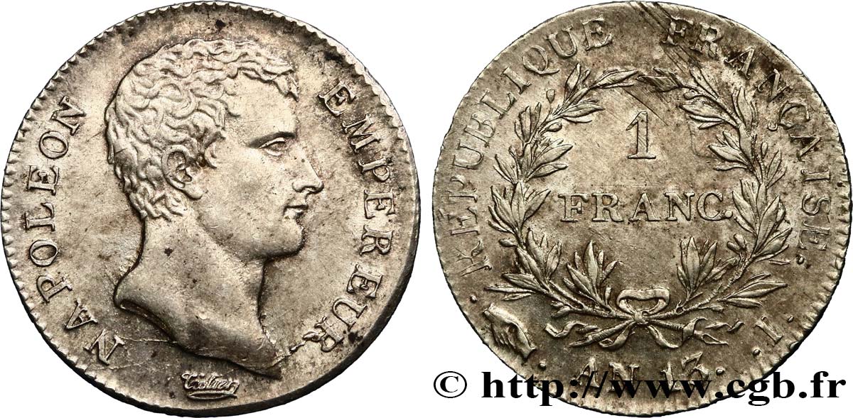 1 franc Napoléon Empereur, Calendrier révolutionnaire 1805 Limoges F.201/20 EBC60 