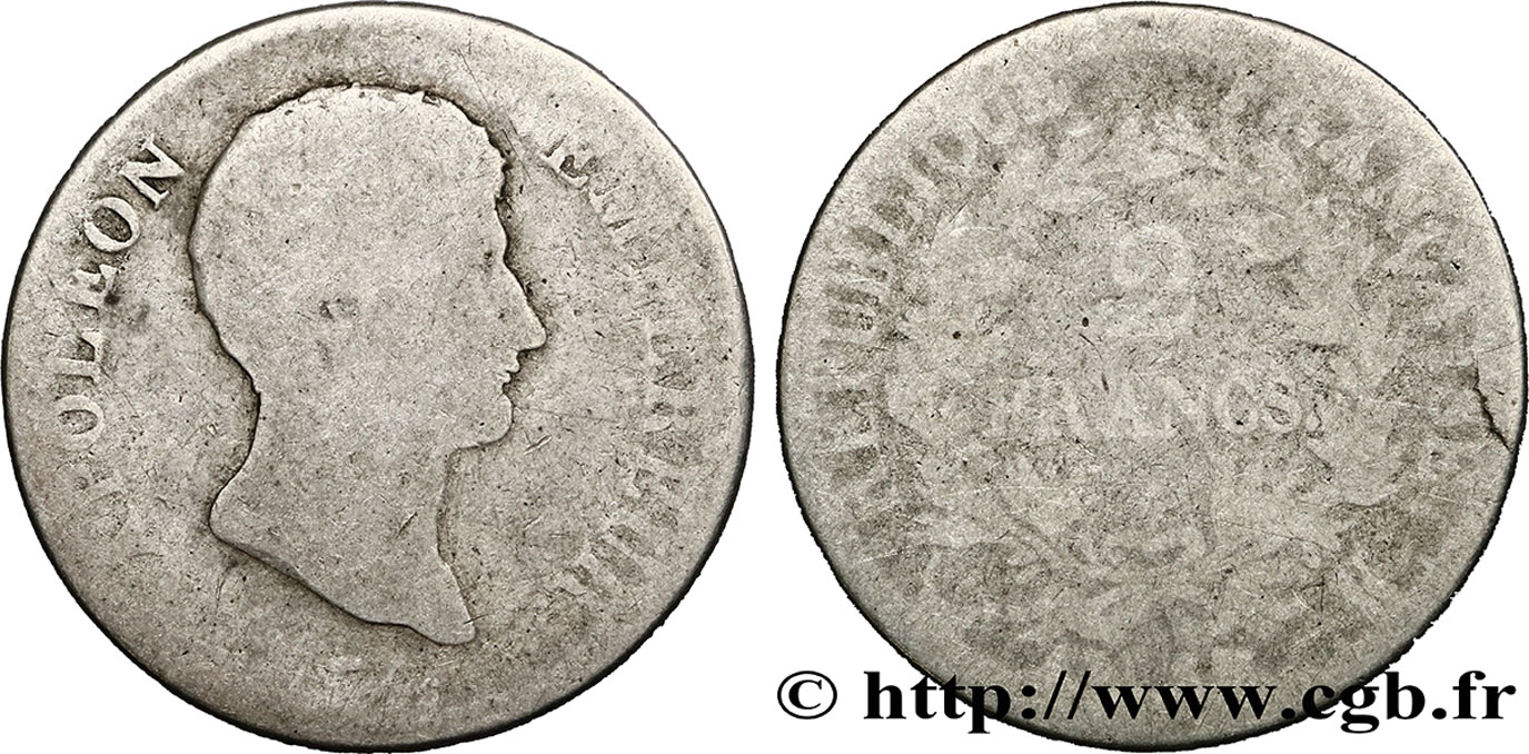 2 francs Napoléon Empereur, Calendrier révolutionnaire 1805 Bordeaux F.251/19 AB5 