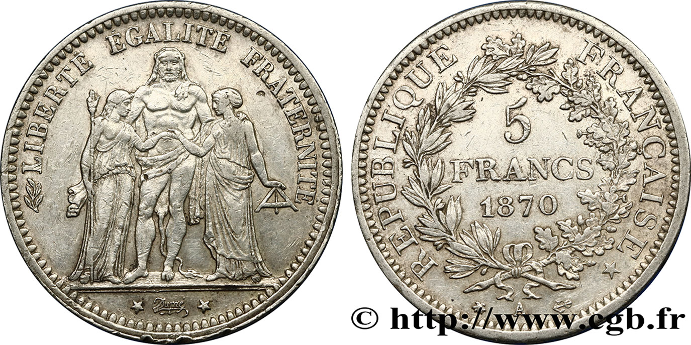 5 francs Hercule 1870 Paris F.334/1 MBC40 