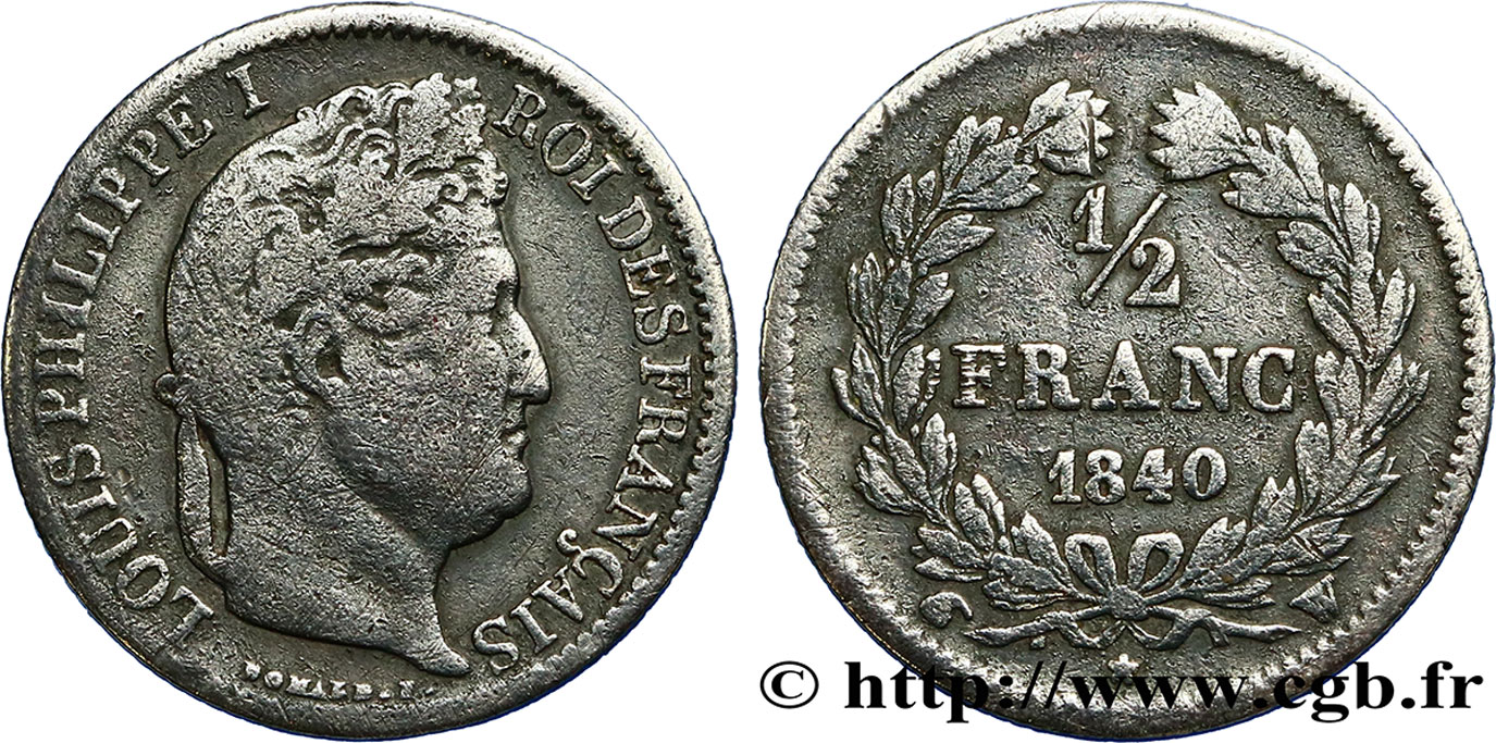 1/2 franc Louis-Philippe 1840 Lille F.182/88 TB15 