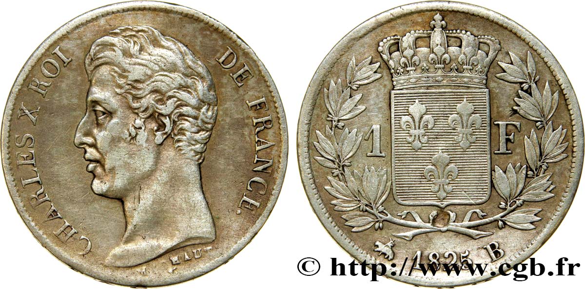 1 franc Charles X 1825 Rouen F.207/2 S35 