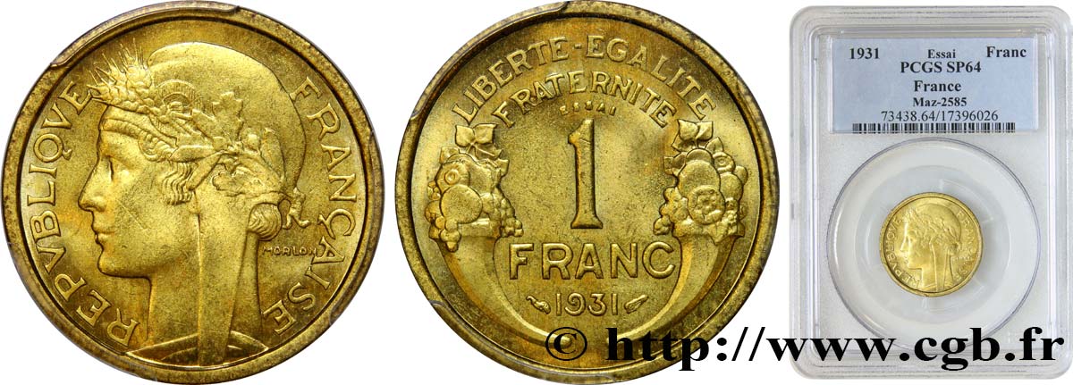 Essai de 1 franc Morlon 1931  F.219/1 SC64 PCGS