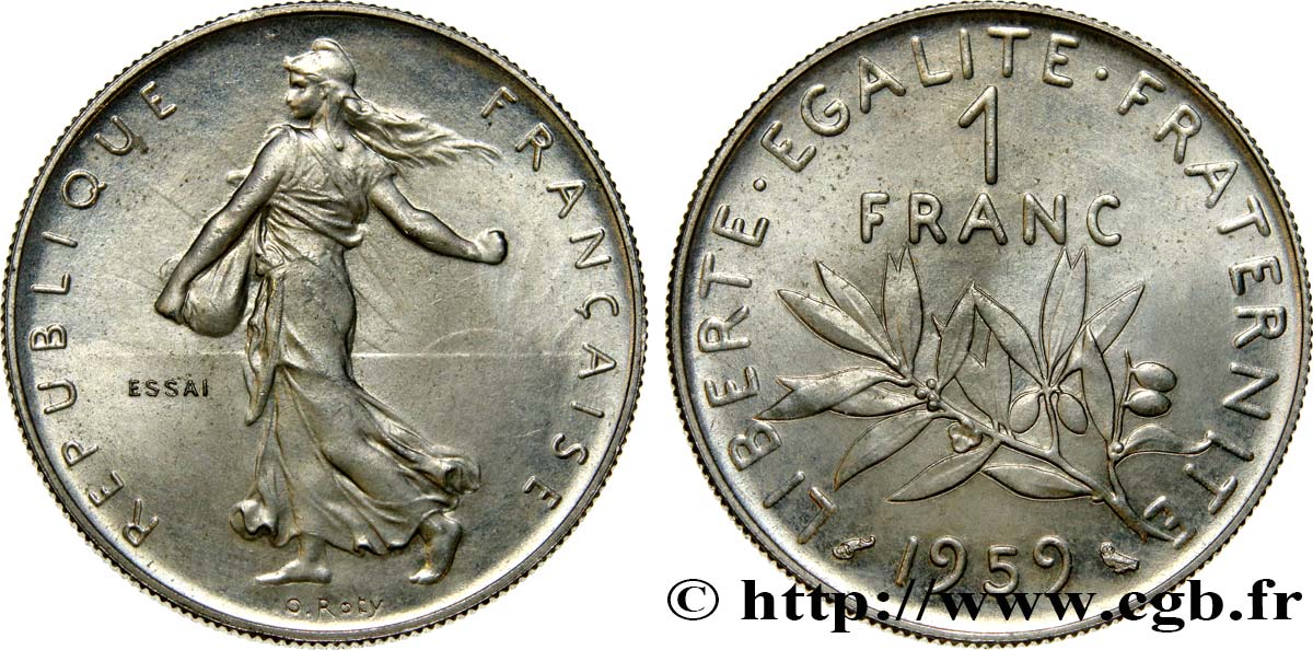 Essai de 1 franc Semeuse, nickel 1959 Paris F.226/3 MS65 