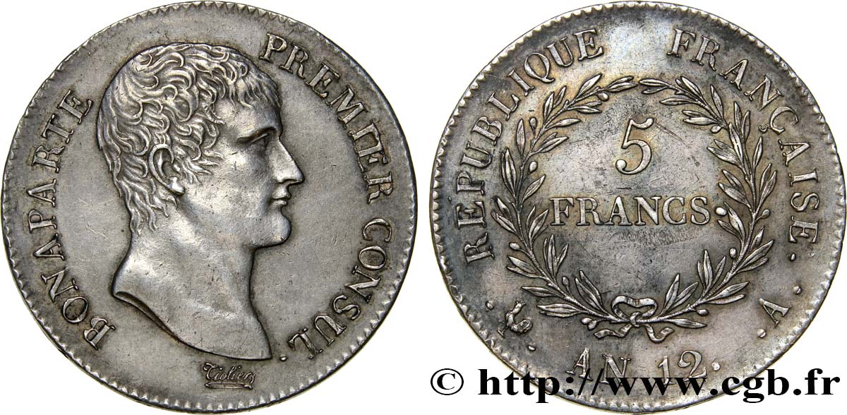 5 francs Bonaparte Premier Consul 1804 Paris F.301/9 EBC58 