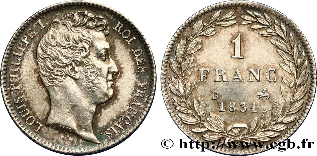 1 franc Louis-Philippe, tête nue 1831 Rouen F.209/2 MS60 
