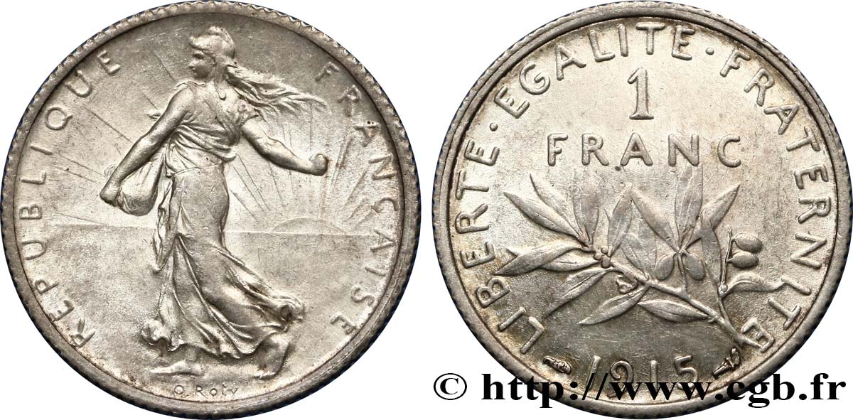 1 franc Semeuse, frappe médaille 1915 Paris F.217/21 var. VZ58 