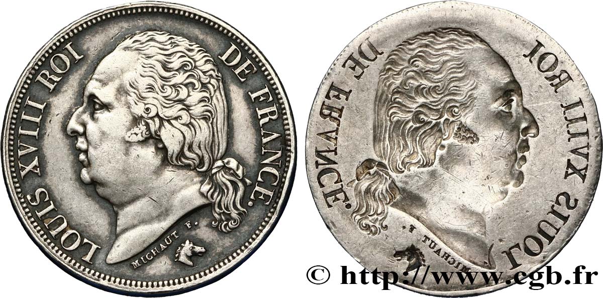 2 francs Louis XVIII, frappe incuse n.d.  F.257/- AU52 