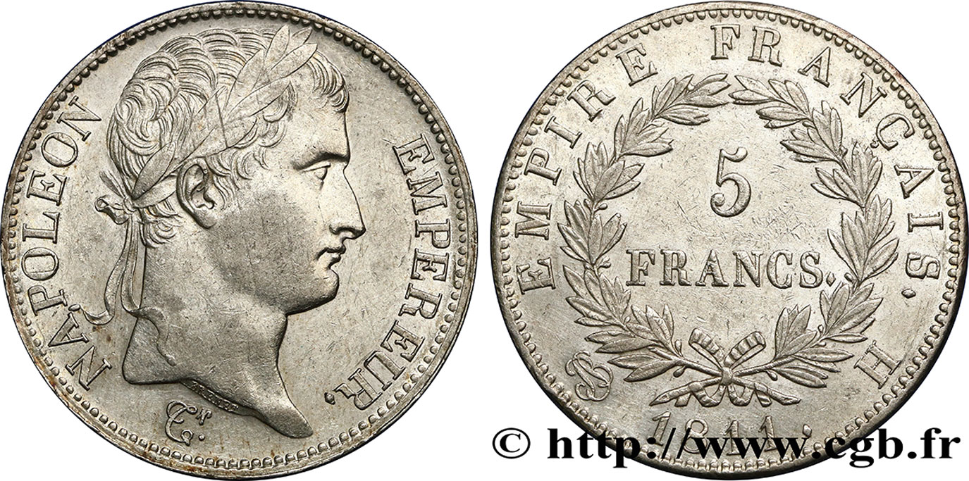 5 francs Napoléon Empereur, Empire français 1811 La Rochelle F.307/31 AU52 