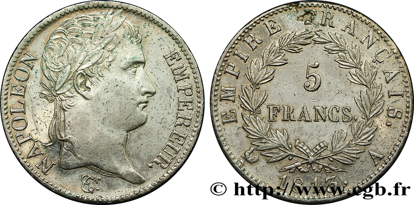 5 francs Napoléon Empereur, Empire français 1813 Paris F.307/58 BB53 