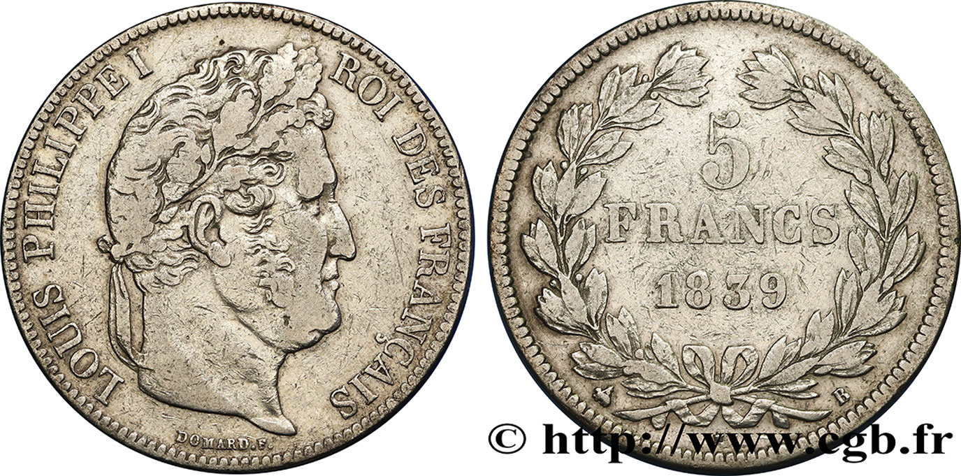 5 francs IIe type Domard 1839 Rouen F.324/76 MB30 