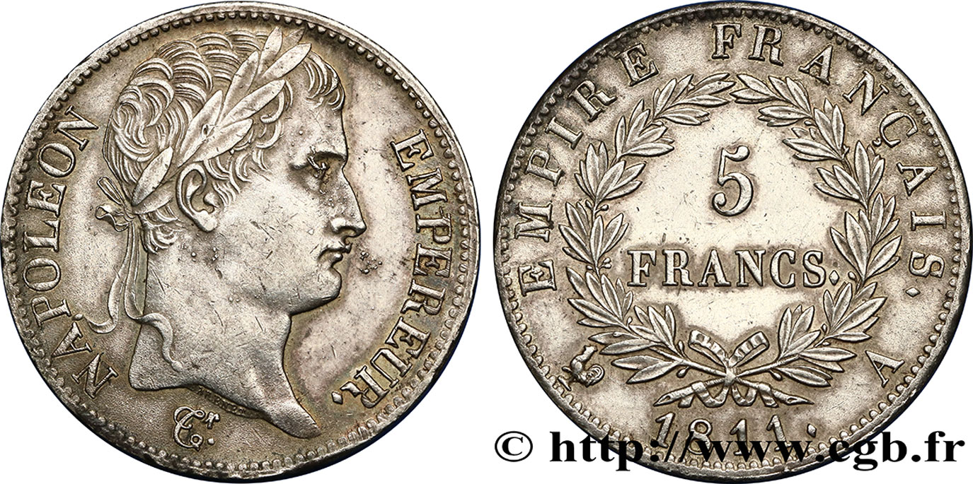 5 francs Napoléon Empereur, Empire français 1811 Paris F.307/27 TTB50 