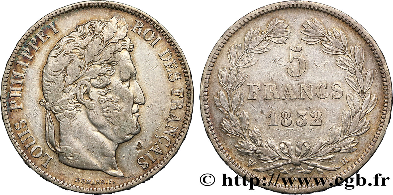 5 francs IIe type Domard 1832 La Rochelle F.324/5 MBC45 