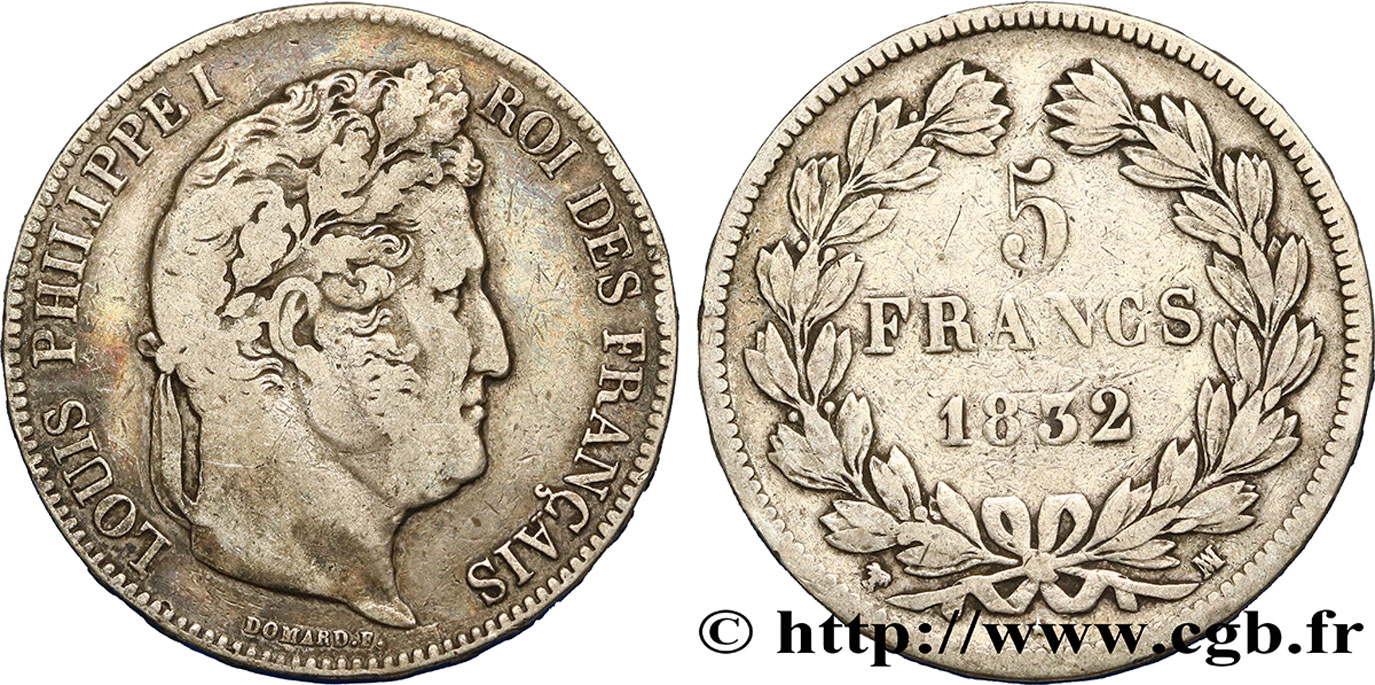 5 francs IIe type Domard 1832 Marseille F.324/10 MB20 