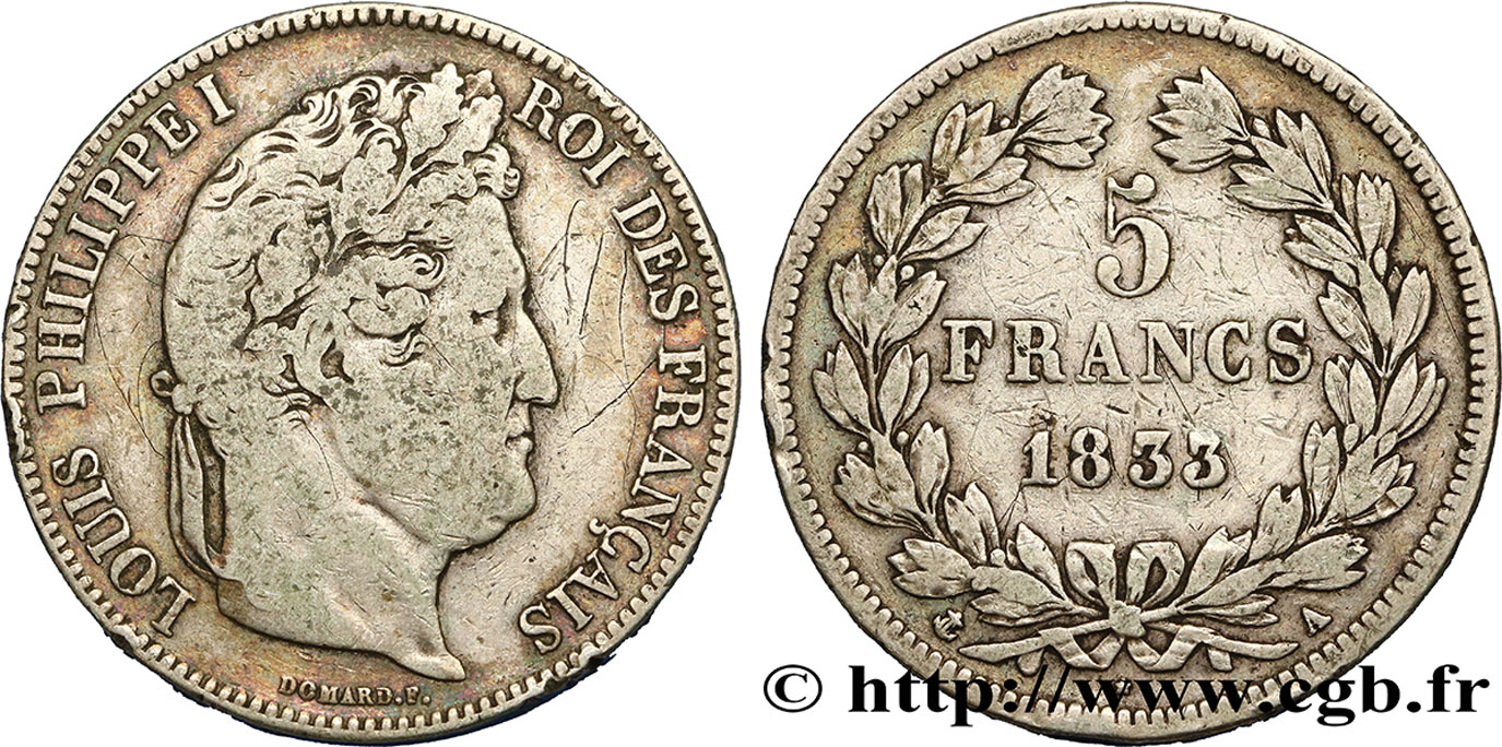 5 francs IIe type Domard 1833 Paris F.324/14 F15 