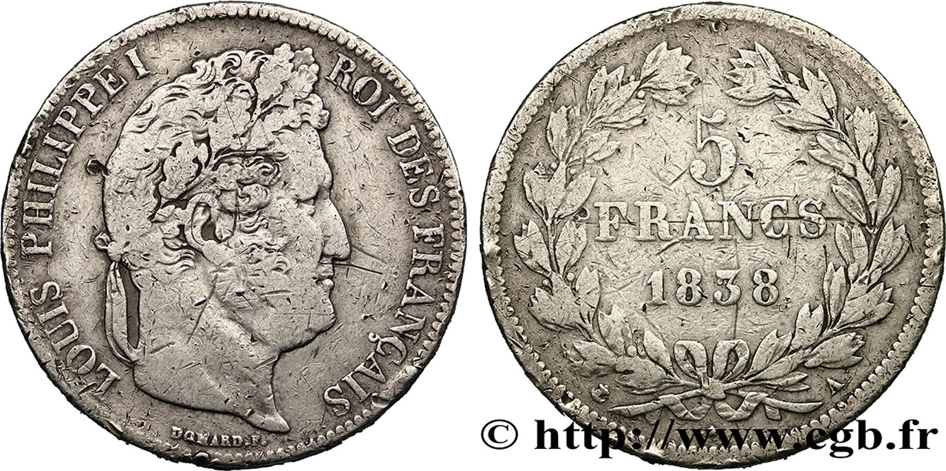 5 francs IIe type Domard 1838 Paris F.324/68 F 