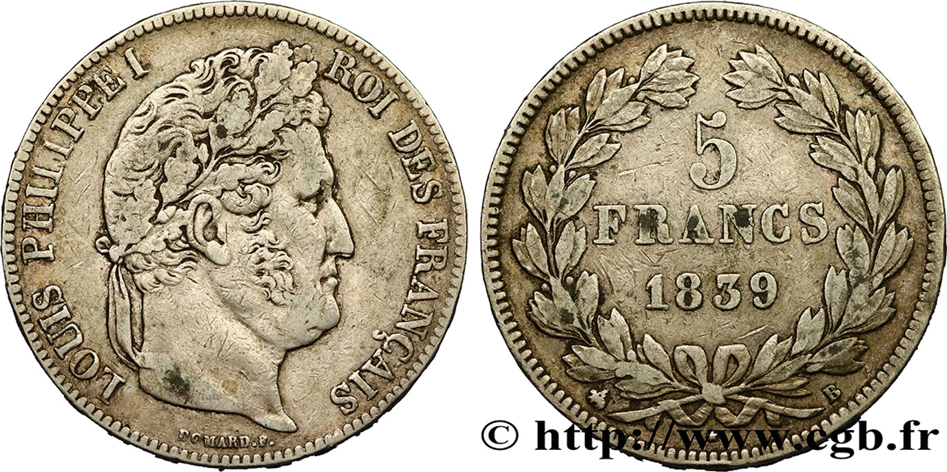 5 francs IIe type Domard 1839 Rouen F.324/76 TB35 