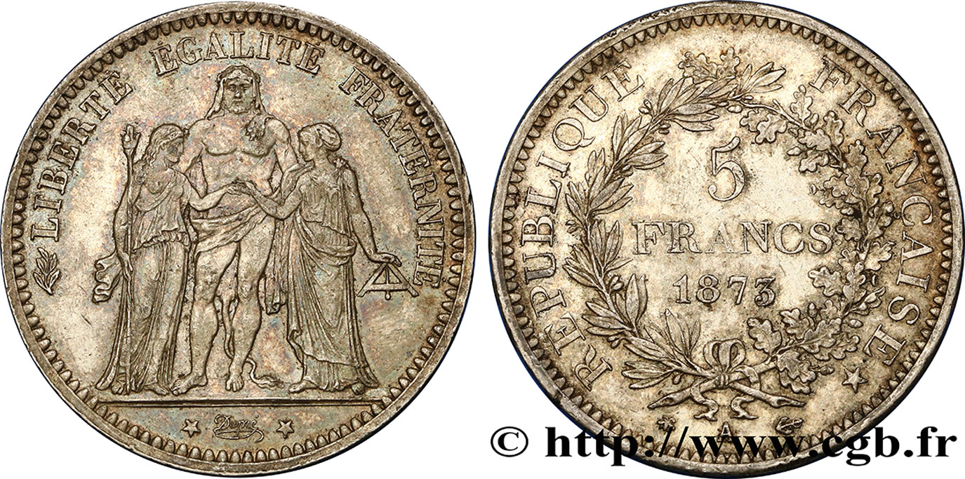 5 francs Hercule 1873 Paris F.334/9 SS 
