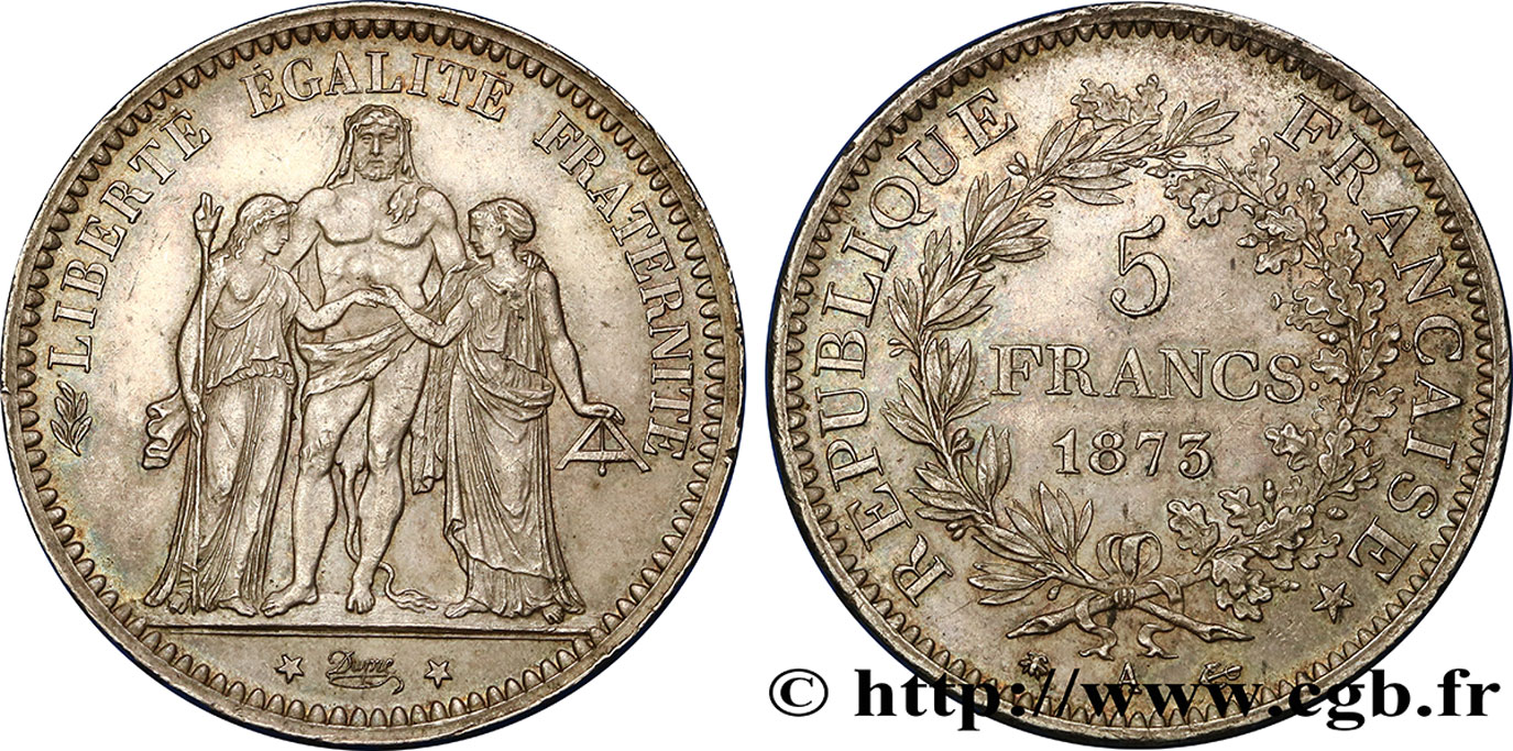 5 francs Hercule 1873 Paris F.334/9 EBC 