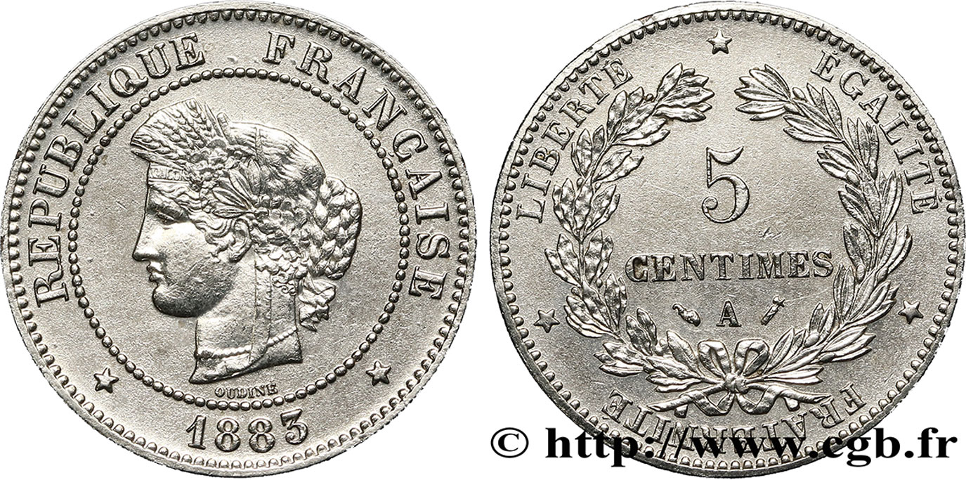 5 centimes Cérès 1883 Paris F.118/24 MBC50 
