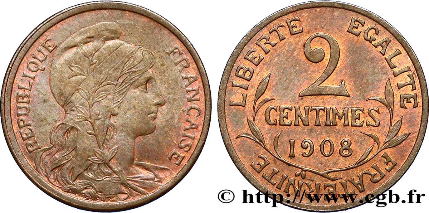 2 centimes Daniel-Dupuis 1908 Paris F.110/11 MBC54 