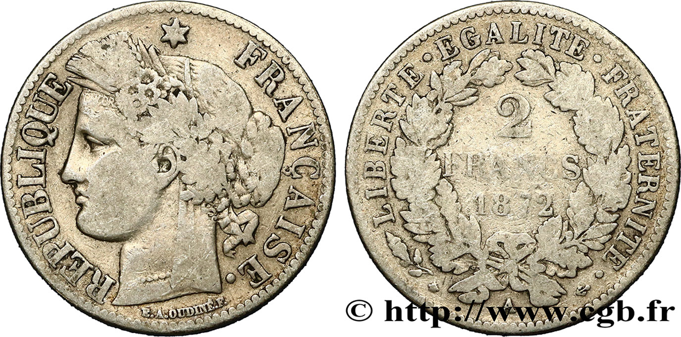 2 francs Cérès, avec légende 1872 Paris F.265/8 B12 