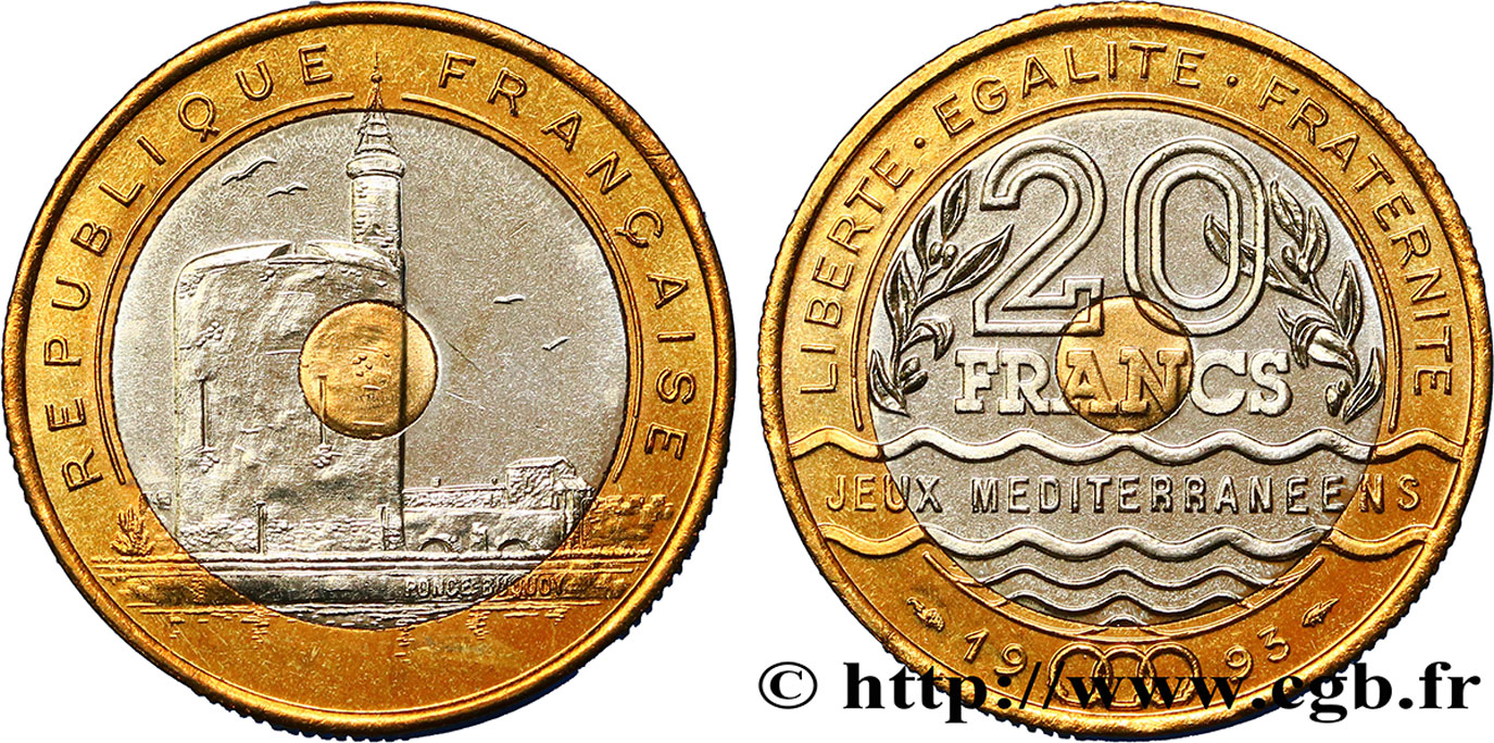 20 francs Jeux Méditerranéens 1993 Pessac F.404/2 SPL63 