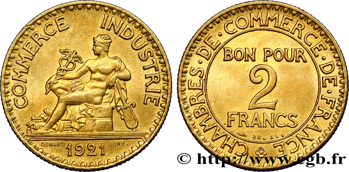 2 francs Chambres de Commerce 1921  F.267/3 SUP60 