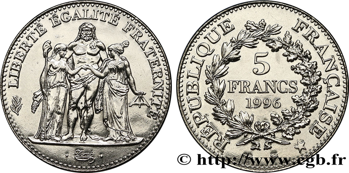 5 francs Hercule de Dupré 1996  F.346/2 MS63 