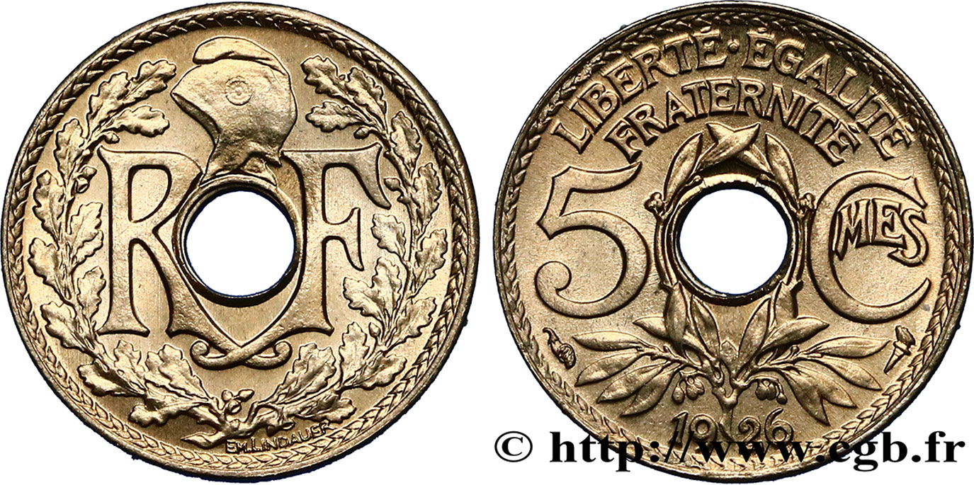 5 centimes Lindauer, petit module 1926  F.122/11 SPL62 