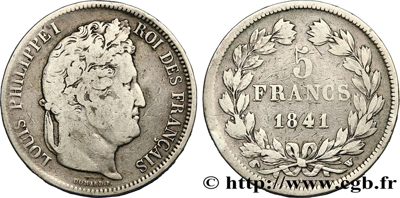 5 francs IIe type Domard 1841 Lille F.324/94 MB20 