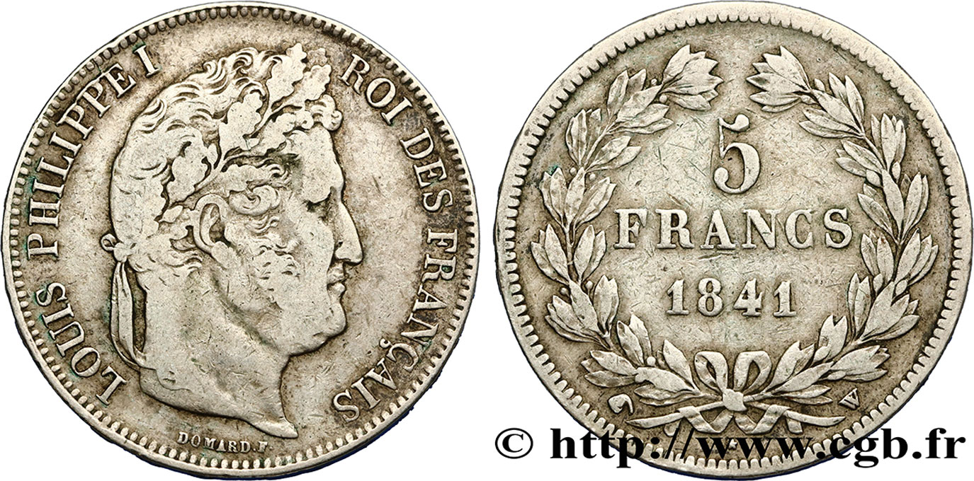 5 francs IIe type Domard 1841 Lille F.324/94 VF25 