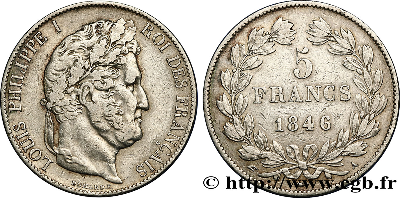 5 francs IIIe type Domard 1846 Paris F.325/10 XF40 