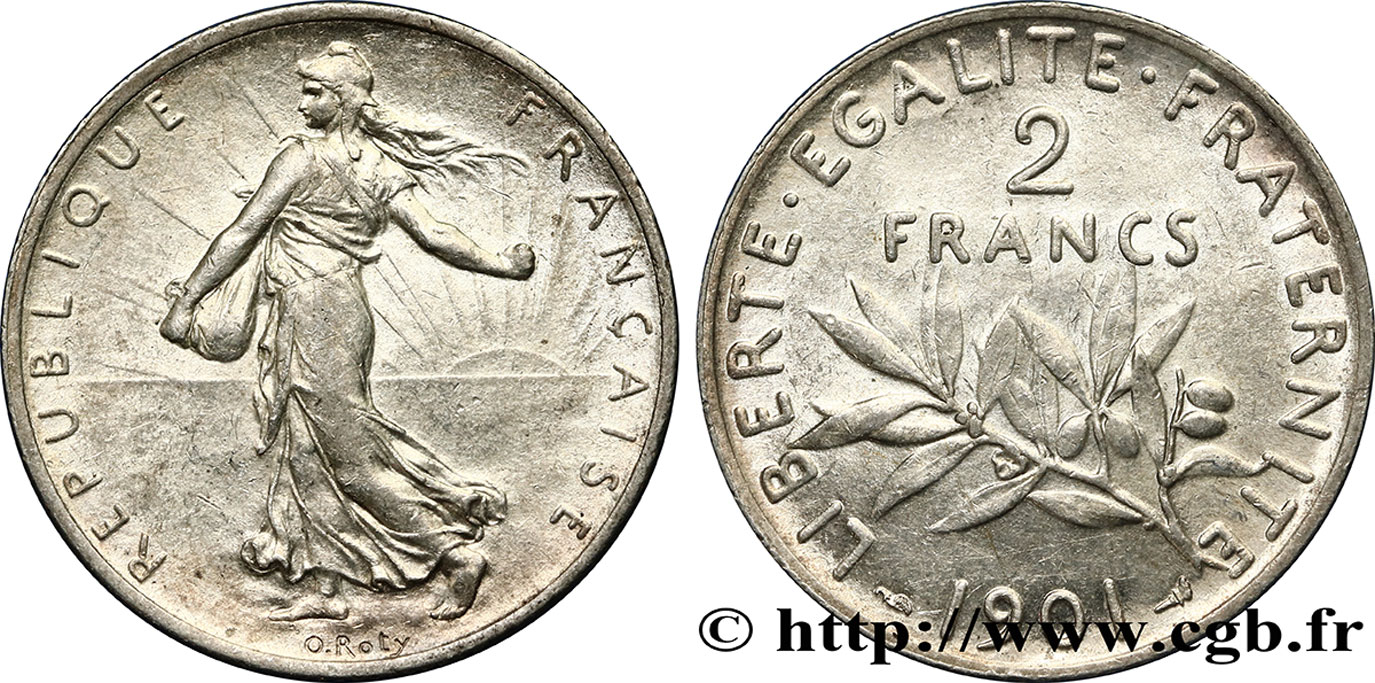 2 francs Semeuse 1901 Paris F.266/6 MBC50 
